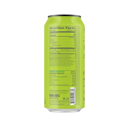 Gorilla Mind Energy Drink | Unmatched Energy · Amplified Focus | N-Acetyl-L-Tyrosine, Alpha-GPC, 200mg Caffeine, Uridine, Saffron | 0 Sugar Or Artificial Colors | 16oz, 12-Pack (Citrus Rain)