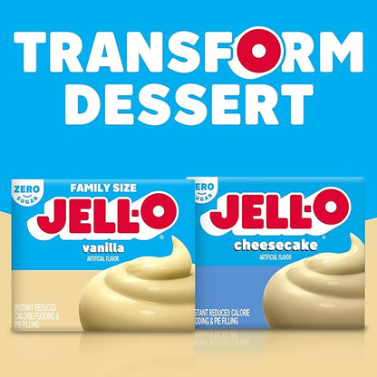 Jell-O Vanilla Sugar Free & Fat Free Instant Pudding & Pie Filling Mix, 24 ct Pack - 1.5 oz Boxes, As Seen on TikTok