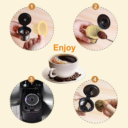 100 Count Natural Paper Filters Disposable whit 2 Reusable K Cups,Compatible with Keurig Single Serve 1.0 and 2.0, Fits All Reusable K Cup Coffee Pods