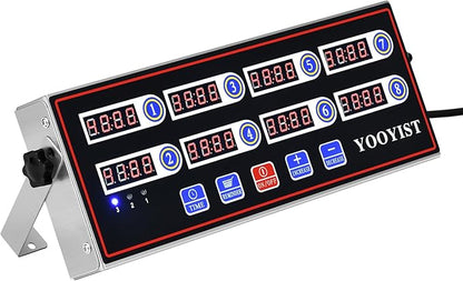 Kitchen Timers for Cooking – 8 Channel Commercial Kitchen Timer Restaurant Kitchen Supplies – Stainless Steel LED Technology Kitchen Timer Digital – Reminder Function, Loud Alarm, Black