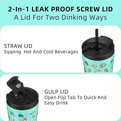 BJPKPK 22oz Stainless Steel Insulated Tumbler With lid And Straw Travel Coffee Thermal Tumblers Cup For Women And Men,Spring Party Green