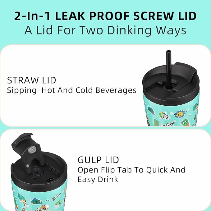 BJPKPK 18oz Stainless Steel Insulated Tumbler With lid And Straw Travel Coffee Thermal Tumblers Cup For Women And Men,Spring Party Green