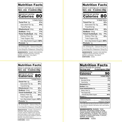 4 Pack Krunchy Melts Original Meringue Cookies | Sweet & Sour 4-Pack | 2 Lemon, Key Lime, Lemon Crush | Only 80-90 Calories Per Serving | Low Fat/Fat Free, Gluten Free, Dairy Free (4 Oz)