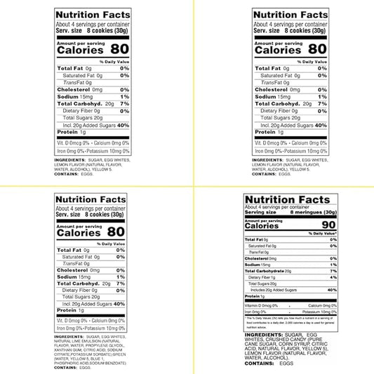 4 Pack Krunchy Melts Original Meringue Cookies | Sweet & Sour 4-Pack | 2 Lemon, Key Lime, Lemon Crush | Only 80-90 Calories Per Serving | Low Fat/Fat Free, Gluten Free, Dairy Free (4 Oz)