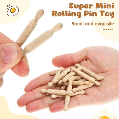 Toyvian 30 Pcs Mini Rolling Pin: Wooden Rolling Pin for Craft, Small Dough Roller, Miniature Pastry Roller Models for Kids Birthday Cake Decoratins, Dollhouse Kichen Accessories (1.97 Inch)