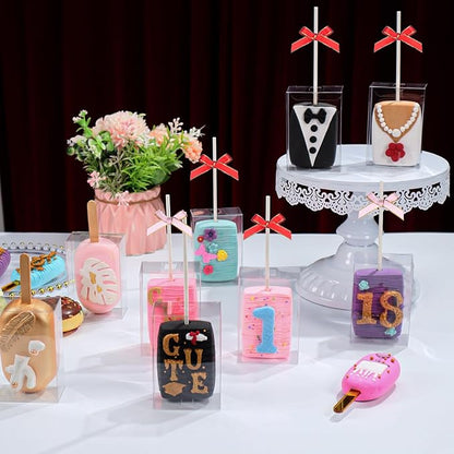100 Pcs 3.5"x 2.4"x 1.38" Clear Treat Boxes for Cakes, Macarons, Small Treats, Gift Boxes - Perfect for Bridal Shower, Birthday Party, Wedding