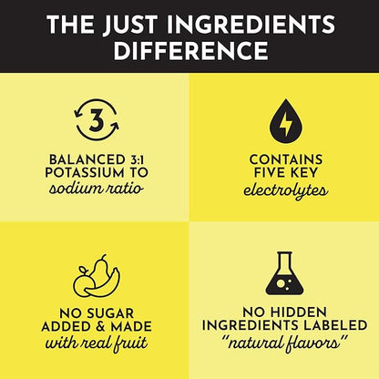 JUST INGREDIENTS Lemonade Electrolytes Drink Mix - Coconut Water, Sea Salt, Trace Minerals - 30 Servings