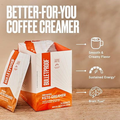 Bulletproof InstaMix Original Unflavored Keto Coffee Creamer Packets, Pack of 14, Powdered Grass-Fed Butter and Brain Octane C8 MCT Oil, Supports Brain Function