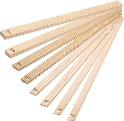 MECCANIXITY 8Pcs Pottery Teaching Rolling Mud Stick Guides, 13" x 0.8" Wood Clay Roller 3 5 7 10mm Thick Ceramic Tools Strips Rolling Guides for Clay Thickness DIY Craft