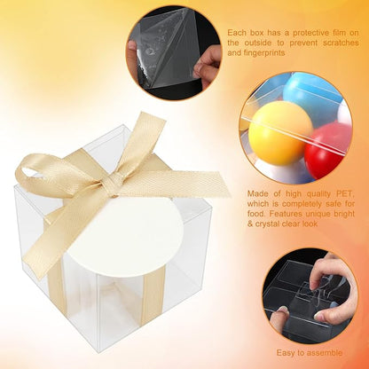 COTOPHER 120 Pcs Clear Favor Boxes, 2x2x2 Clear Gift Boxes Party Favor Boxes Mini Transparent Cube Macaron Boxes Candy Boxes for Wedding Favors Baby Shower