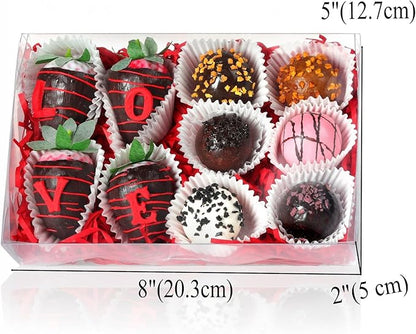 RomanticBaking 20PCS 8x5x2 Inch Full Clear Chocolate Covered Strawberries Boxes Bakery Boxes Cookies Boxes Cakesickle Boxes Dessert Boxes Donut Boxes