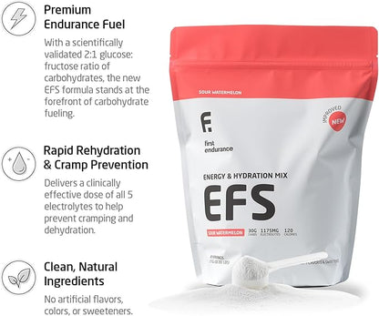 EFS Hydration & Endurance Drink Mix - Premium Carbohydrates for Energy & Performance, Electrolytes for Rapid Rehydration & Running| Isotonic Energy Fuel | Sour Watermelon