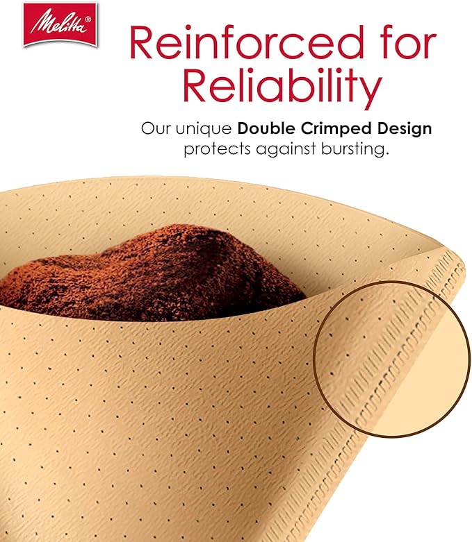 Melitta #4 Cone Coffee Filters, Unbleached Natural Brown, 100 Count (Pack of 3), 300 Total Filters - Packaging May Vary