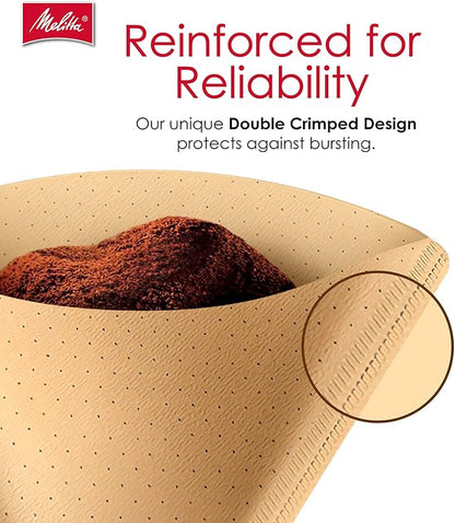 Melitta #4 Cone Coffee Filters, Unbleached Natural Brown, 100 Count (Pack of 3), 300 Total Filters - Packaging May Vary
