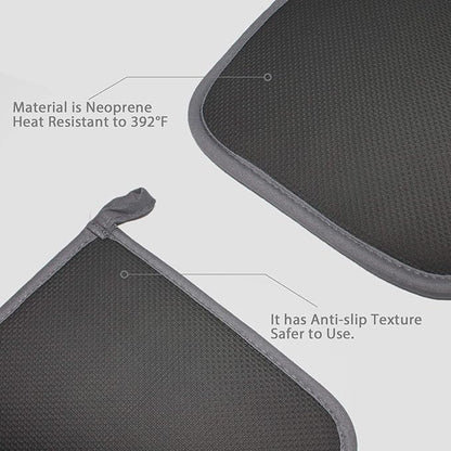 2 PCS Gray Pot Holders Sets for Kitchen Heat Resistant Oven Hot Pads with Pockets Non Slip Soft Grip Potholders for Baking Cooking 8"x8.5"