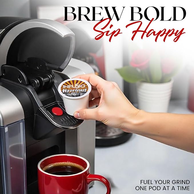 InfuSio Hazelnut Coffee Pods, Single Serve Coffee Pods for Keurig K Cups Brewers - Premium Roasted 96 Count