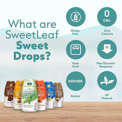 SweetLeaf Sweet Drops - Flavored Stevia Liquid Sweetener, Stevia Extract, Zero Calories, Gluten Free, Keto Friendly, Non GMO, Natural Flavor, Sugar Alternative - Variety Pack, 1.7 Fl Oz (Pack of 3)