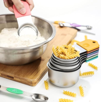 Magnetic Measuring Cups Set 7 Stainless Steel Stackable Nesting Measuring Cups for Measuring Dry and Liquid Ingredients
