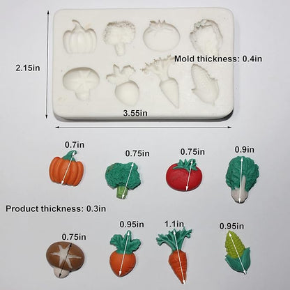 Lovely Small Items Silicone Fondant Molds Set For Cake Topper, Gumpaste, Candy & Chocolate, Polymer Clay and More (Vegetables & Fruits)