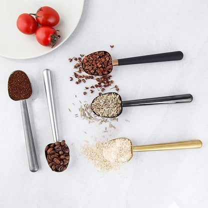 Easyworkz Stainless Steel Long Hollow Handle Coffee Scoop,7g Measuring Spoon for Ground Coffee and Loose Leaf Tea, Brushed Silver
