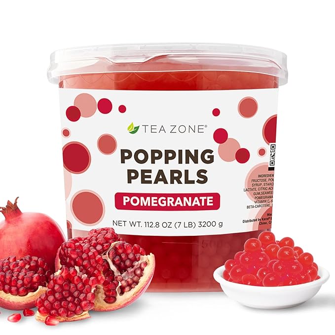 Tea Zone [7 Pounds] Pomegranate Popping Pearls for Boba Tea Beverages, Sweets, Ice Cream Topping | B2062
