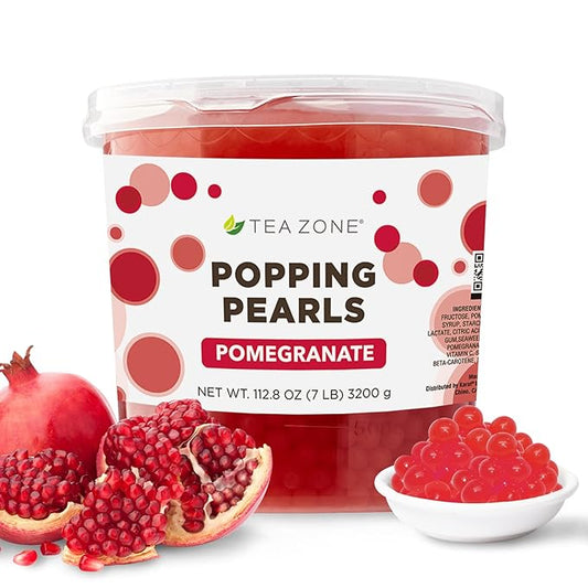 Tea Zone [7 Pounds] Pomegranate Popping Pearls for Boba Tea Beverages, Sweets, Ice Cream Topping | B2062