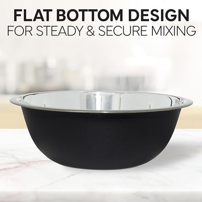 COOK WITH COLOR Stainless Steel Mixing Bowls Set - Nesting Bowls, 6 Pieces, Black