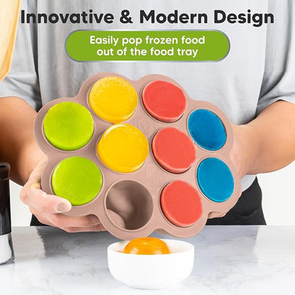 KeaBabies Silicone Food Freezer Trays with Lid, 2oz x 10 Pods Baby Food Storage Containers, Easy Puree Meal Prep, Breast Milk Silicone Freezer Molds, Dishwasher,Microwave Safe,BPA-Free Tray(Dusk)