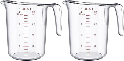 DaYammi Measuring Cups 2-Piece, Unbreakable Food-Grade Plastic Measuring Cup for Dishwasher, 4-Cup Nesting Liquid Measuring Cups for Prepping, Baking, Cooking, Readable Markings, Clear
