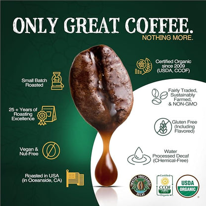 The Bean Organic Coffee Company Water Processed DECAF Vanilla Nut, Medium Roast, Whole Bean Coffee, 16-Ounce Bag