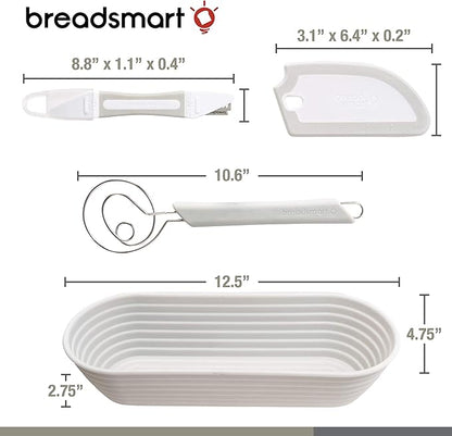 Artisan Bread Making Kit - 5PC Sourdough Bread Baking Supplies Set - Lame, Scraper, Whisk, Banneton Bread Proofing Basket & Cotton Liner