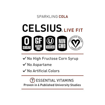 CELSIUS Sparkling Cola, Functional Essential Energy Drink 12 Fl Oz (Pack of 12)