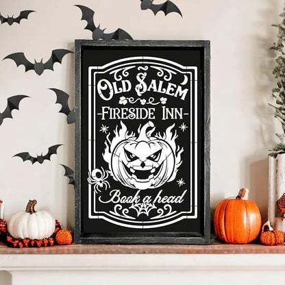 Halloween Stencils for Painting 11.7”x8.26” Reusable Halloween Stencil A4 Skeleton Witch Black Cats Draw Templates for Wood Signs Walls Windows Door Mat Fabrics