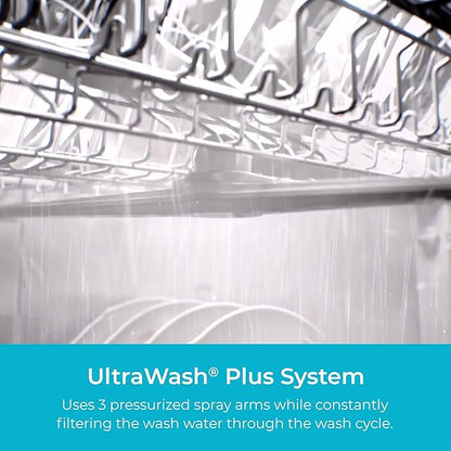 Kenmore 18" Built-in Stainless Steel Tub Dishwasher EasyFlex 3rd, SmartWash, UltraWash Plus, TurboDry, MoreSpace Adjustable Rack, Energy Star Certified, White