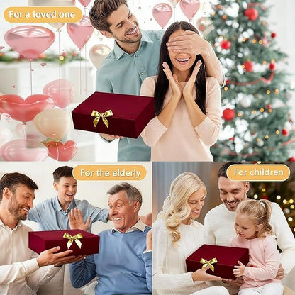 WLUSEAXI 15Pack Gift Boxes with Lids, 10.6x7.8x3.1 Inches Bridesmaid Proposal Box with Ribbon, Red Gift Boxes for Presents,Kraft Paper Boxes for Wedding Christmas Birthday Baby Shower Party