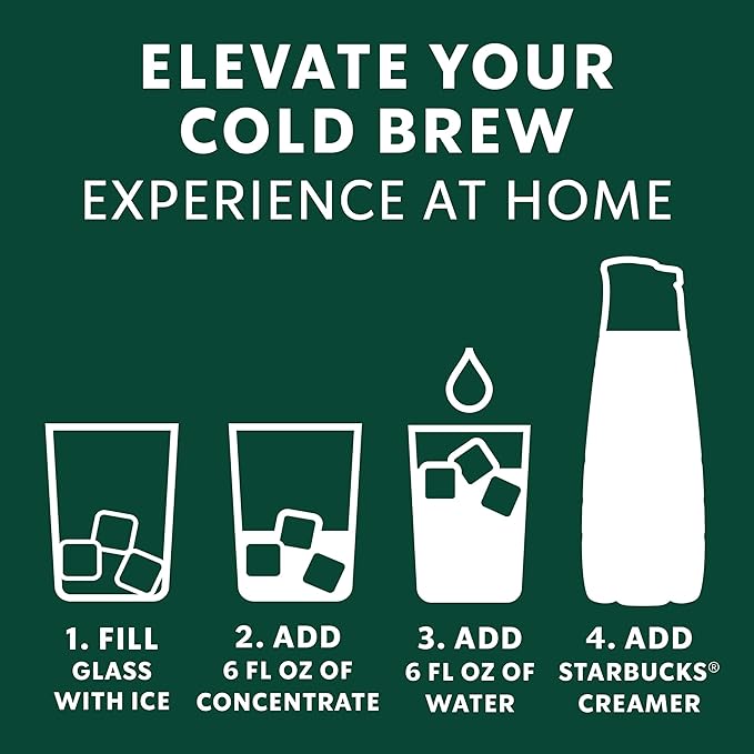 Starbucks Cold Brew Coffee Concentrate, Sweetened Signature Black, 100% Arabica, Multi-Serve Bottle (32 Fl Oz)