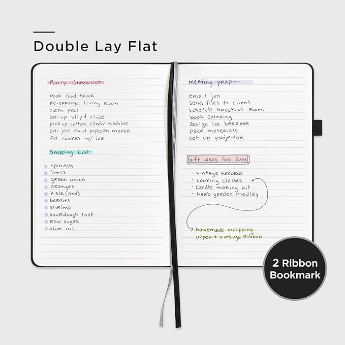 &And Per Se Lined Journal Notebook (5 Packs), 160 Pages, A5 5.7 x 8 inches College Ruled Thick Paper Notebook Journals for Writing, Hardcover Notebooks for Women Men Office School (Black)