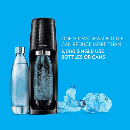 SodaStream Fizzi Sparkling Water Maker (Black) with CO2 and BPA free Bottle, 1-Liter, 60-Liter