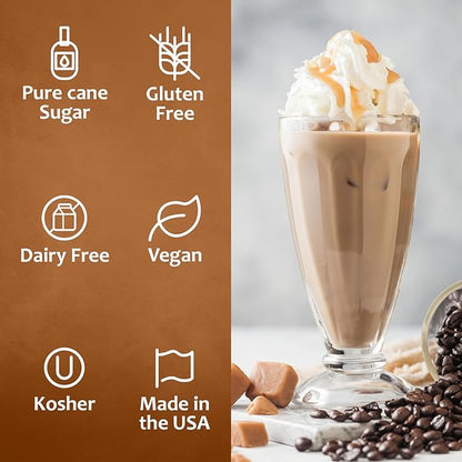 Syruvia Coffee Syrup, Caramel Flavored Syrup for Drinks, Lattes, and Desserts – 25.4 fl oz