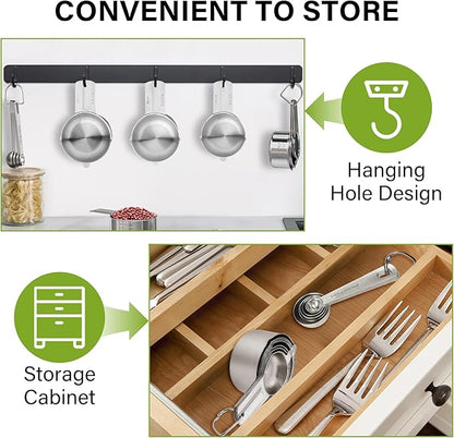 Vakoo 13-Piece Stainless Steel Measuring Cups and Spoons Set - Stackable & Nesting, U.S./Metric Dual Markings, Dishwasher Safe, Kitchen Gadgets for Baking & Cooking