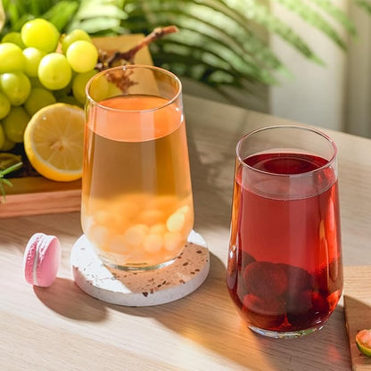Drinking Glasses Set of 6, 16.4 oz Crystal Water Glasses,Tall Glass Cups,Highball Glass for Cocktail,Juice,Mojito,Iced Tea,Kitchen and Bar Glassware,Gifts