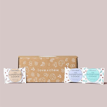 Love + Chew Superfood Soft Baked MINI Cookies, Chocolate Lover Variety, Plant Based Cookie Made With Almonds and Dark Chocolate for Kids and Adults, Vegan Snacks, Gluten Free, Paleo, Non GMO, 18 Pack