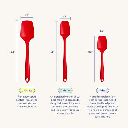 GIR: Get It Right Seamless Spoonula - Non-Stick Heat Resistant Silicone Scraper Spatula - Skinny Design for Mixing, Serving, Scraping, and Stirring - 11 In, Black
