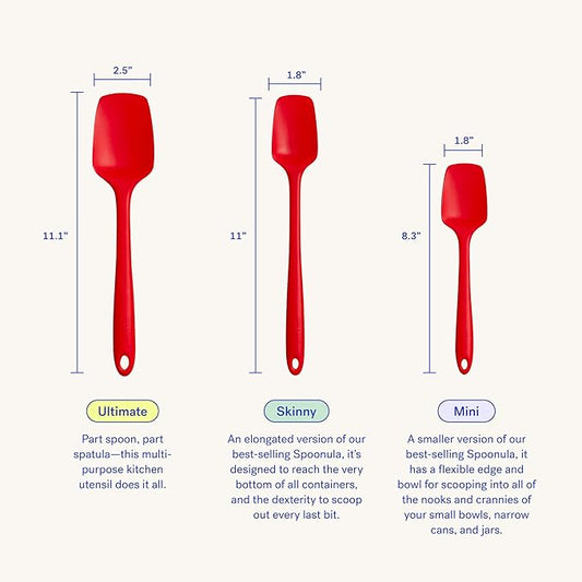 GIR: Get It Right Spoonula Silicone Spatula Scraper - 11-Inch Skinny Slate - Heat-Resistant Seamless Design - Non-Stick Flexible Mixing & Scraping - Long Spoon Spatula for Deep Jars