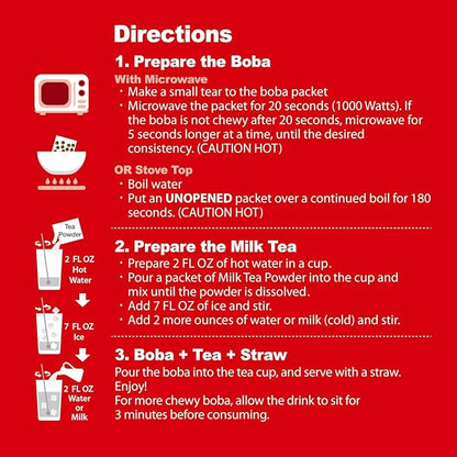 J WAY Instant Boba Bubble Pearl Milk Tea Kit with Authentic Brown Sugar Tapioca Boba, Ready in Under One Minute, Paper Straws Included - 3 Servings