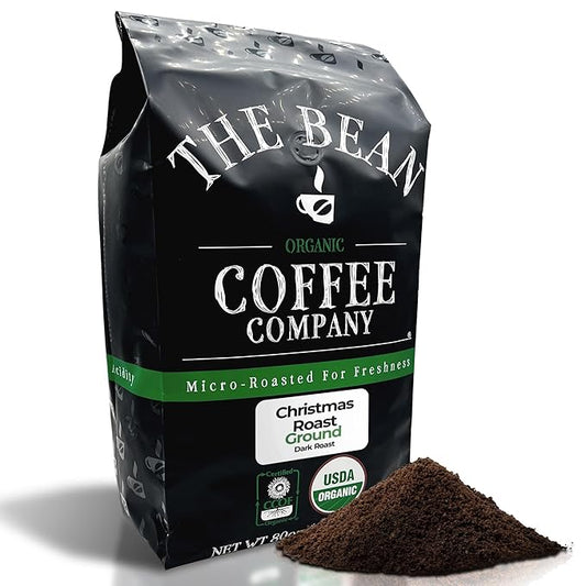 The Bean Organic Coffee Company Christmas Roast, Dark Roast, Ground Coffee, 5-Pound Bag, Café molido tostado orgánico