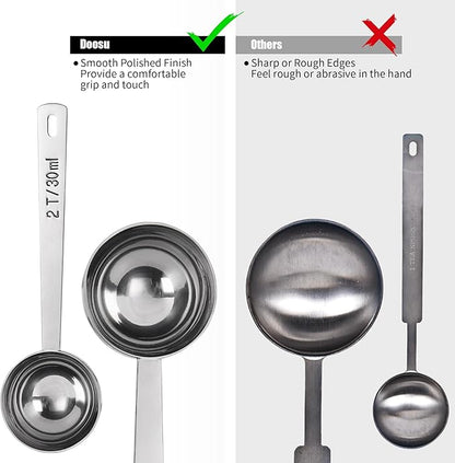 18/8 Stainless Steel Coffee Scoop, Doosu Food-Grade Metal Measuring Spoon with 4.3in Long Handle, Tablespoon Scooper for Coffee Beans, Ground Coffee, Espresso, Protein Powders, Tea, Sugar (2 Tbsp)