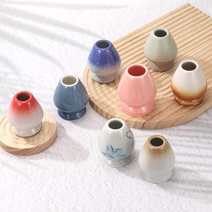 HARFINGTON Ceramic Chasen Stand 70mm Matcha Whisk Holder Teas Set Whisks Stand Traditional Matcha Tea Chasen Holder Tea Set Accessories for Tea Tasting, Yellow
