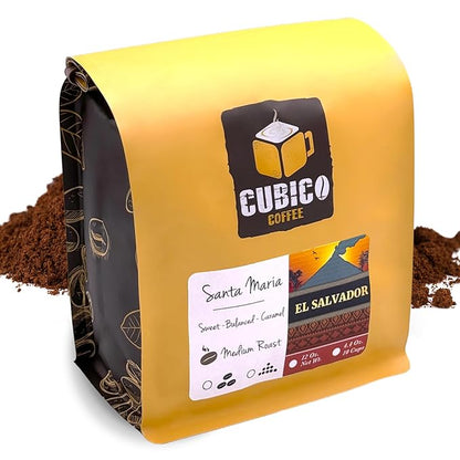 El Salvador Coffee, Ground Coffee, Premium Salvadoran Single Origin Fresh Roasted Ground Coffee | Cubico Coffee | 12 Ounce Bag