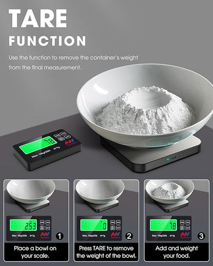 Mik-Nana Food Scale, 22lb Digital Kitchen Scale with 7 Units Wireless LCD Display & Tare Function, Stainless Steel Weight Grams and Ounces for Baking, Cooking and Meal Prep (Batteries Included)